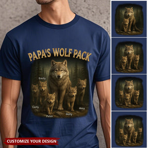 Papa’s Wolf Pack - Family Personalized Custom Unisex T-shirt