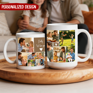 Father's Day Gift, Custom Photo Collage Dad And Kids Mug