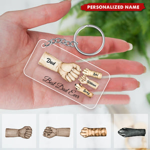 Daddy Team Fist Bump Version Pets - Personalized Custom Acrylic Keychain