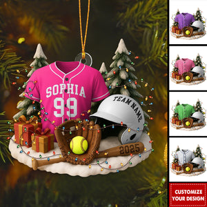 Personalized Softball Ornament Custom Jersey, Team Keepsake