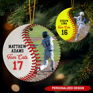 Personalized Baseball,Softball Christmas Ceramic Ornament