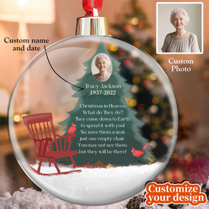 Christmas In Heaven - Personalized Christmas Ball Photo Ornament