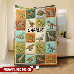Personalized Multi Dinosaur Printed Blanket – Dinosaur Lover Gift