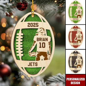 Football Player - Personalized 2-Layer Wooden Ornament