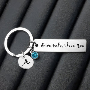 To My Man - Personalized Birthstone Couple Keychain