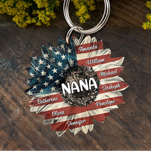 Sunflower Nana Auntie Mom Kids Personalized Acrylic Keychain