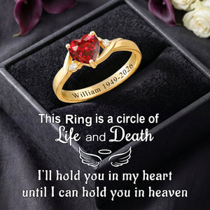 Always In My Heart, Personalized Heart Birthstone Ring, Memorial Ring