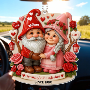 Growing Old Together Car Hanging Ornament, Personalized Gift For Couples