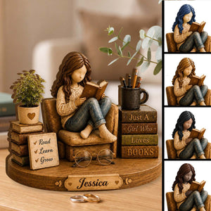 Just A Girl Who Loves Books, Personalized Book Lover Wooden Plaque