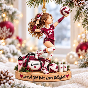 Personalized Volleyball Girl Acrylic Ornament, Christmas Gift for Girls