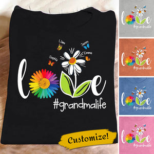 Love Grandma Life Butterfly Personalized T-Shirt