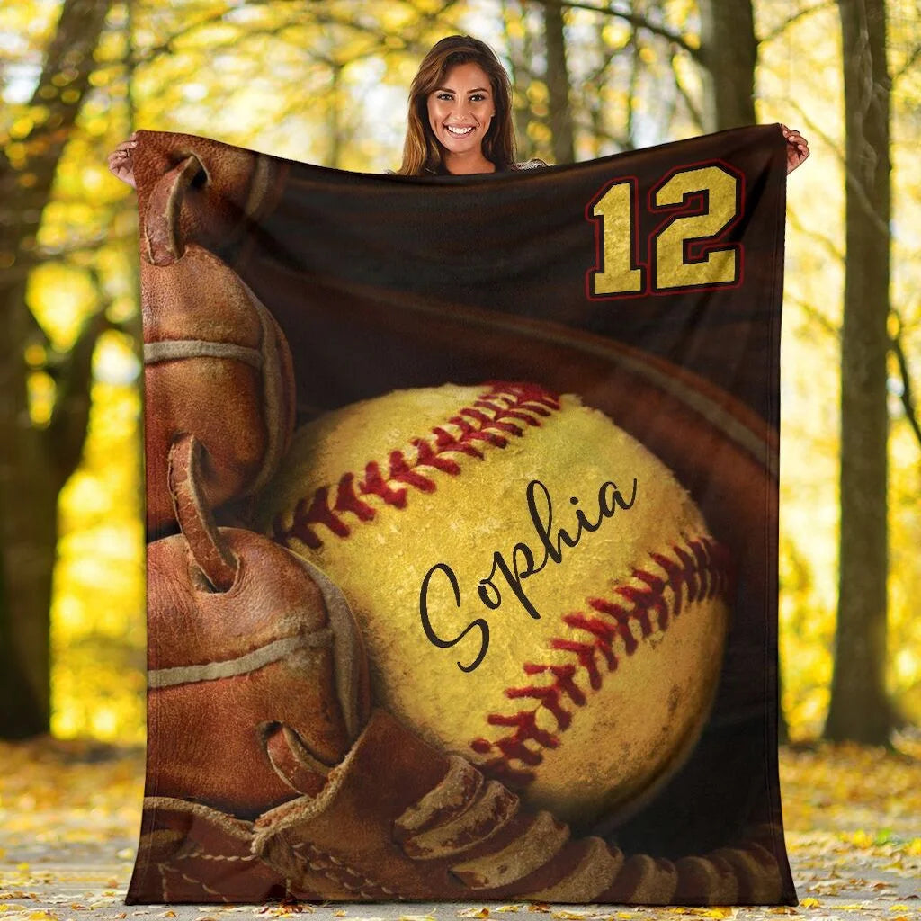 Personalized Lovely Kid Baseball/Softball Blanket for Comfort & Unique