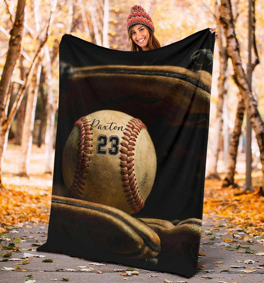 Personalized Lovely Kid Baseball/Softball Blanket for Comfort & Unique
