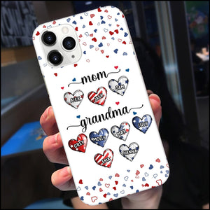 Mom Grandma Heart Grandkids American Flag Personalized Phone Case