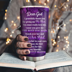 Personalized Cross Stainless Steel Tumbler 20oz | Thank God For Giving Me My Mom