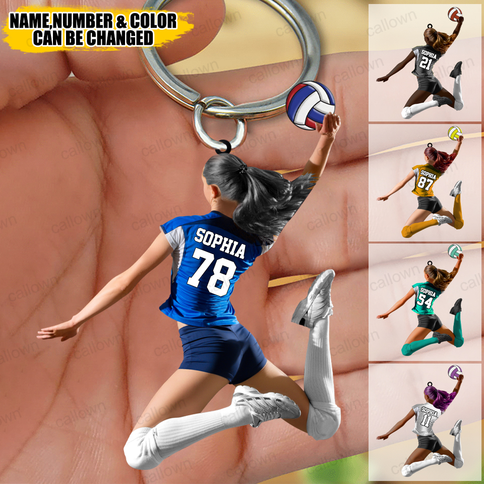 Personalized Volleyball Acrylic Keychain, Gift For Volleyball Players