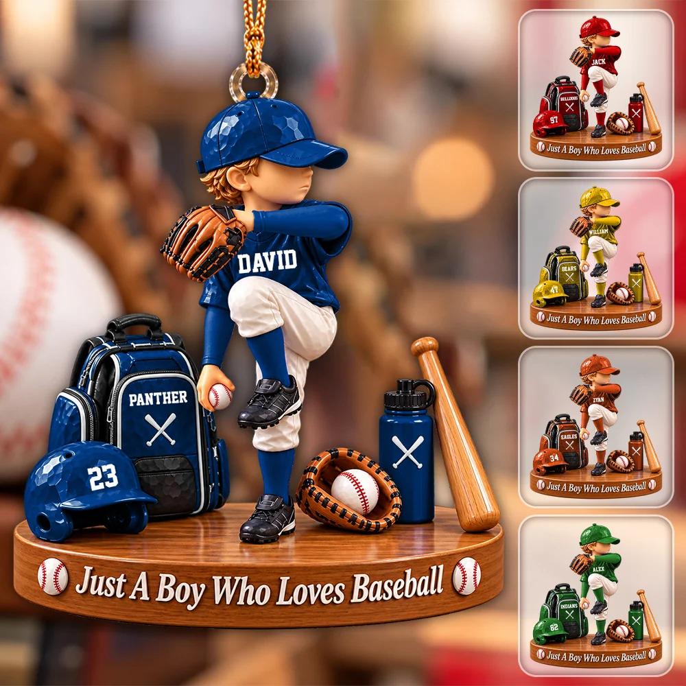 Just A Boy Who Loves Baseball, Personalized Baseball Ornament