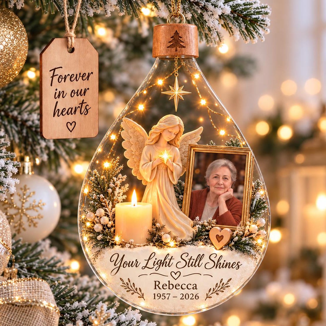 Your Light Still Shines, Personalized Photo Memorial Acrylic Ornament