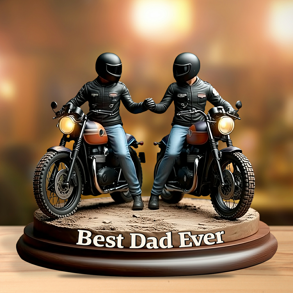 Old Biker Dad - Personalized Biker Custom Shaped Acrylic Plaque
