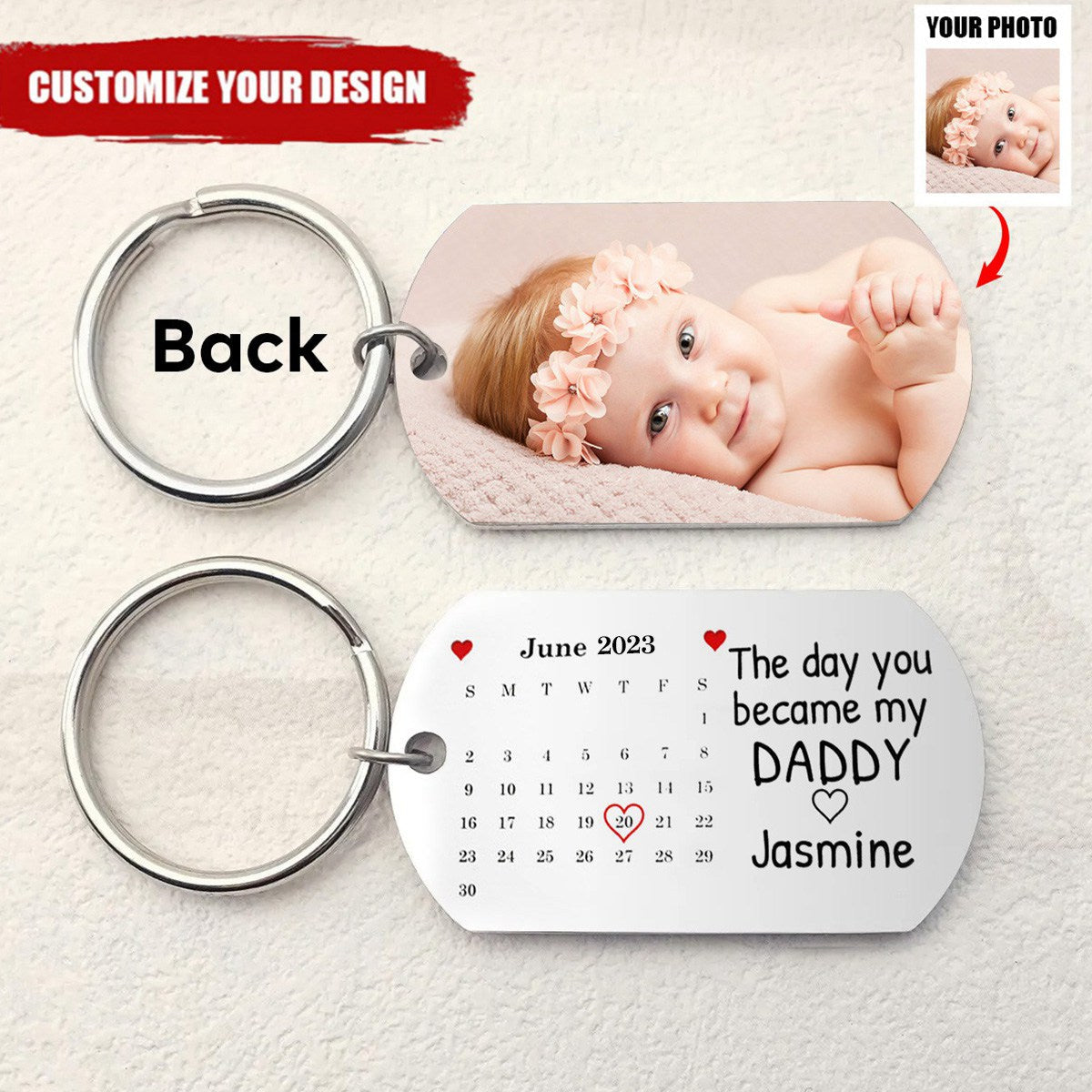 Calendar Custom Photo The Day You Became My Mommy - Personalized Keychain