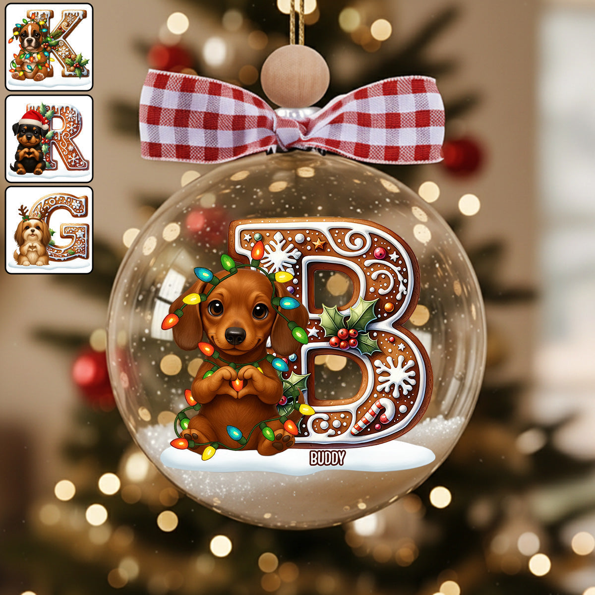 Custom Initial For Dog/ Cat Lovers - Personalized Dog Snow Globe Ornament