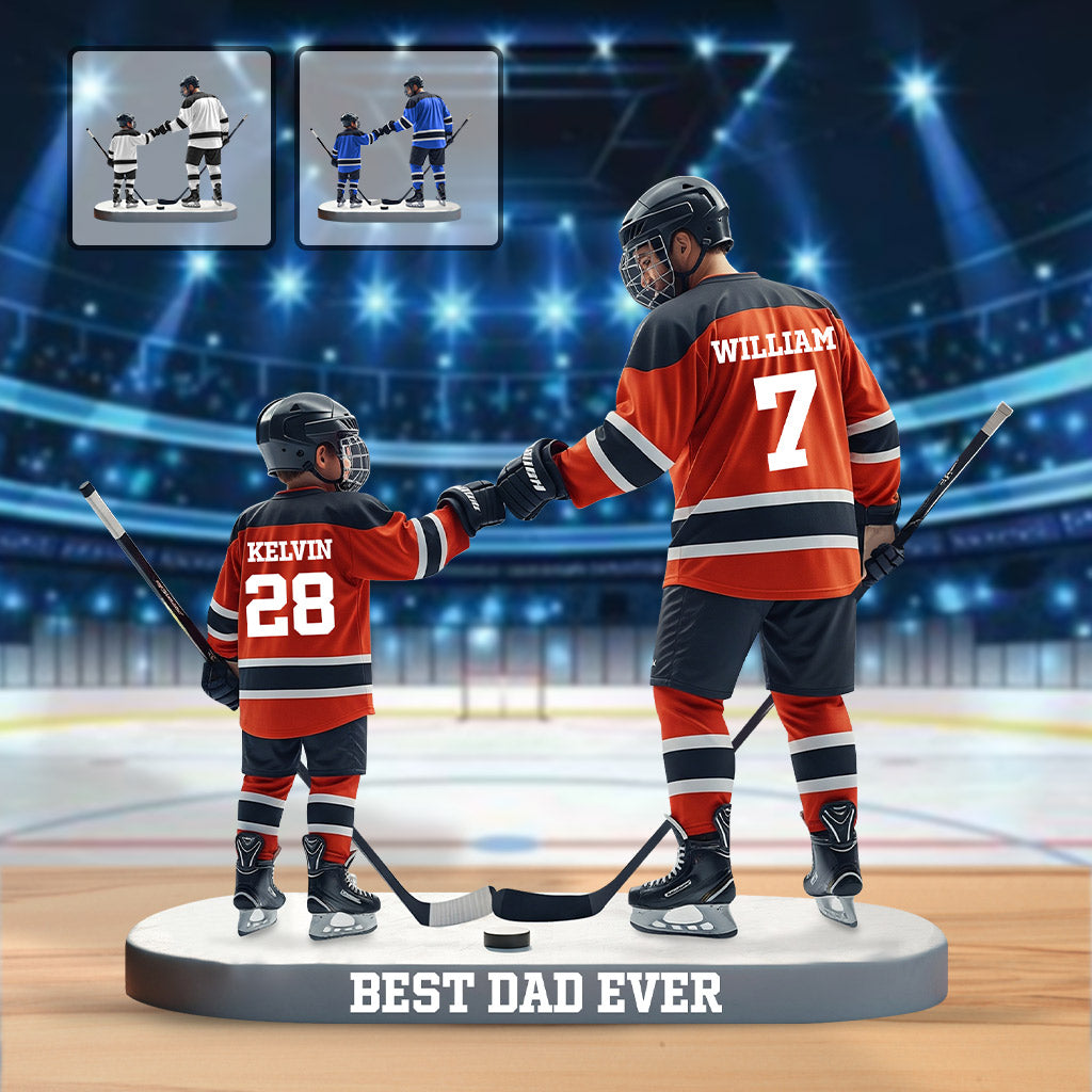 Best Dad Ever - Personalized Father Ice Hockey Acrylic Plaque