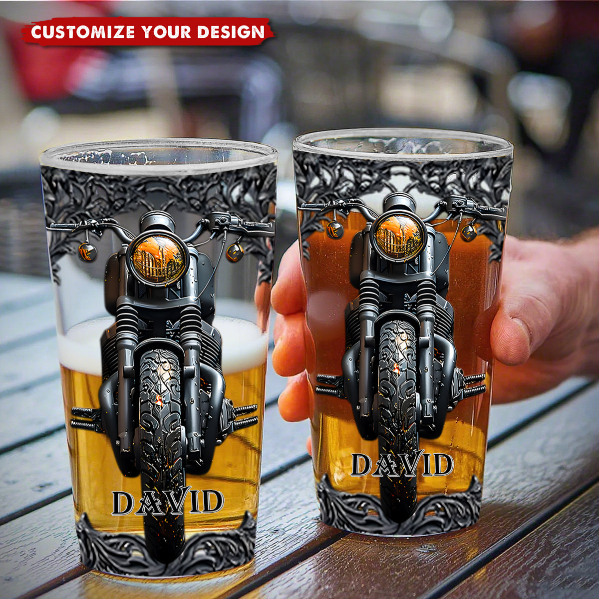 Biker Whiskey - Personalized Beer Glass