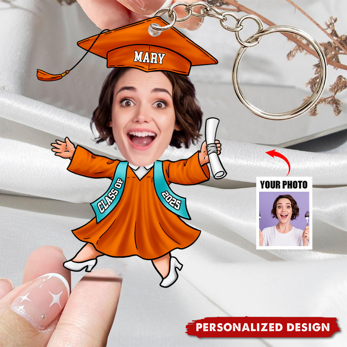 Personalized Funny Face Class of 2025 Graduation Acrylic Keychain