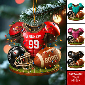 Personalized Football Ornament 2026, Custom Jersey & Helmet Keepsake