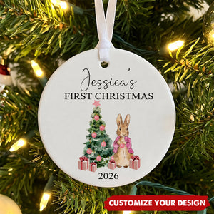 Personalized Baby's First Christmas Ornament, Rabbit Christmas Decoration
