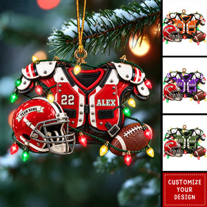 Personalized Football Christmas Ornament, Custom Name Number Player Gift