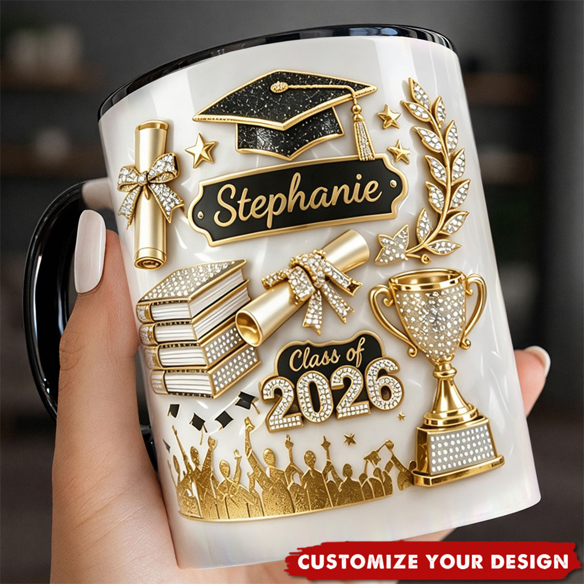 Custom Graduation 3D Inflated Effect Coffee Mug, Class Of 2026