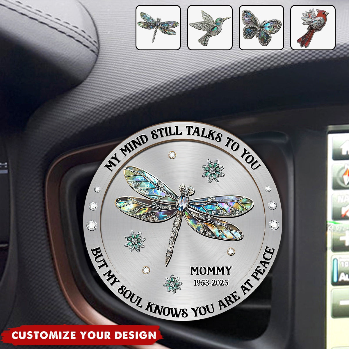 Memorial My Mind Still Talks To You - Personalized Car Visor Clip