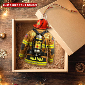 Personalized Firefighter Ornament, Firefighter Uniform Ornament