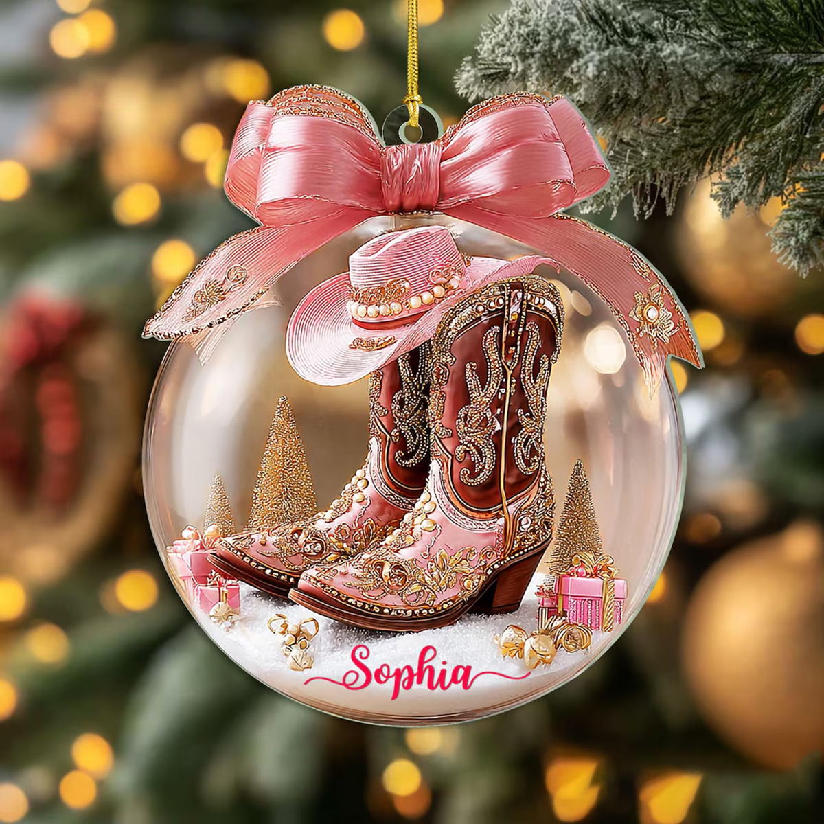 Personalized Cowgirl Boots Ornament, Christmas Gifts