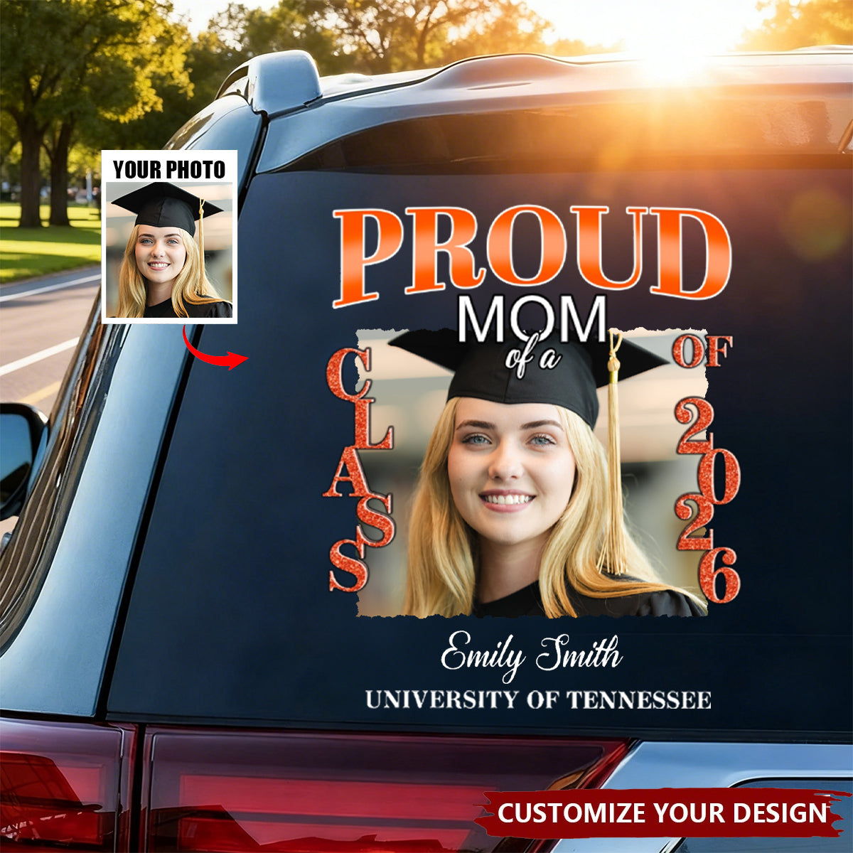 Custom Photo Congratulations Graduation 2026 Car Window Decal Sticker