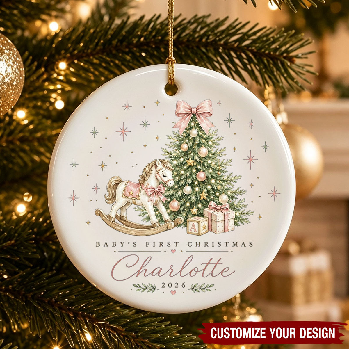Personalized Baby's First Christmas Ornament, Baby Girl First Christmas Gift