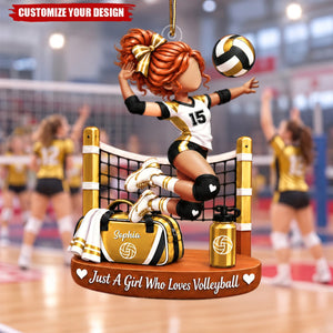Personalized Volleyball Girl Christmas Ornament, Custom Name & Color Volleyball Christmas Gift