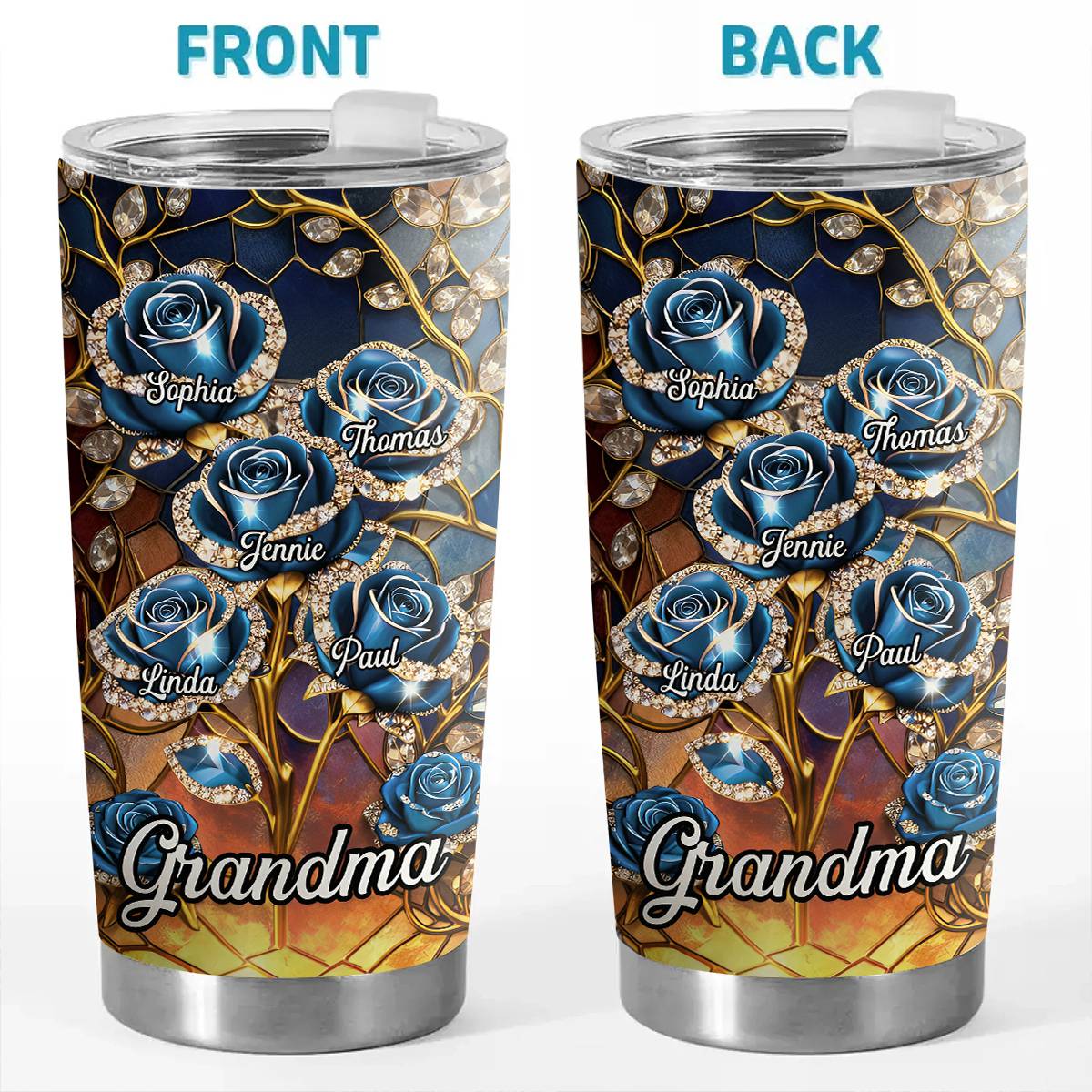 Rose Flower Grandma - Personalized Tumbler