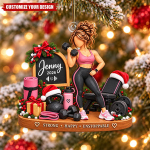 Personalized Gym Girl Christmas Ornament, Just A Girl Who Loves Fitness