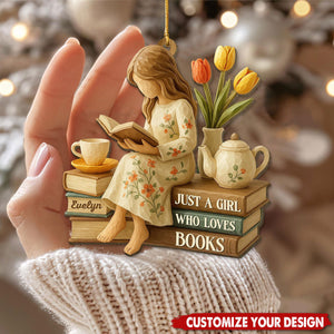 Personalized Just A Girl Who Loves Books  Ornament, Gift For Book Lover