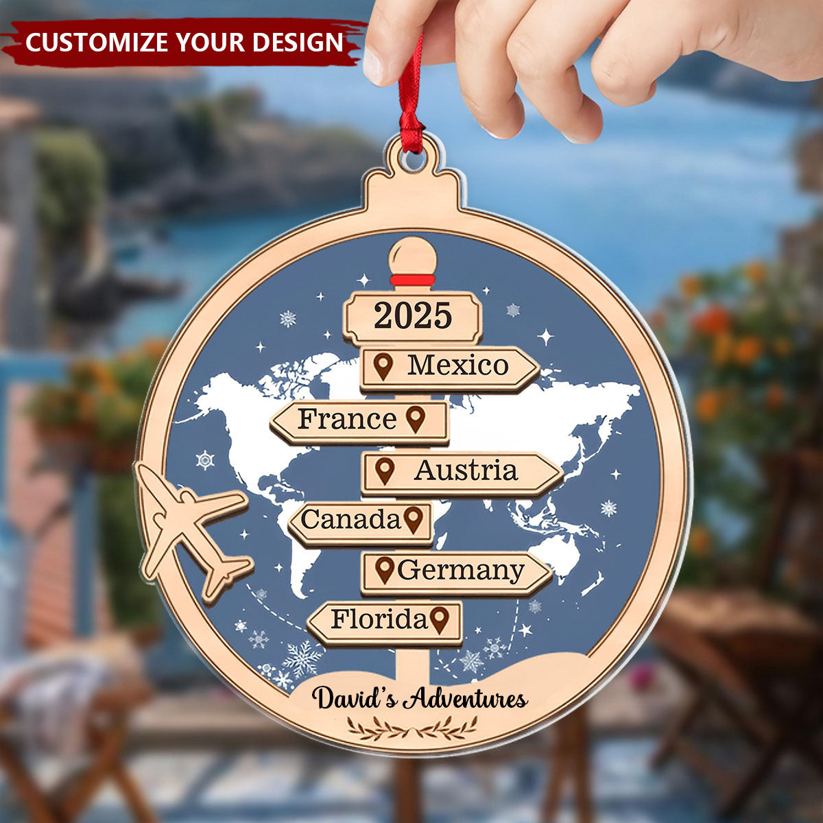 Personalized Gift Travel Adventure Together Acrylic Ornament