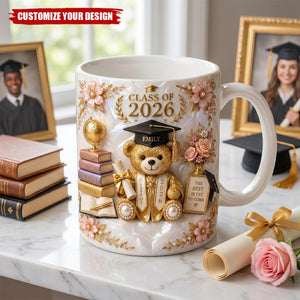 Personalized Class of 2026 Bear Graduation Mug