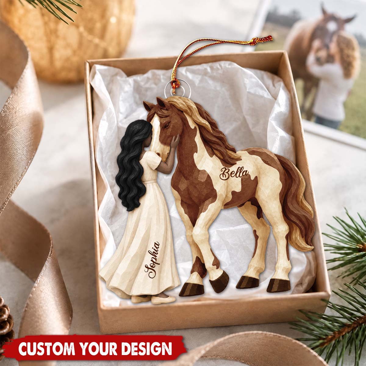 Personalized Girl And Horse Ornament, Horse Lover Gift For Her