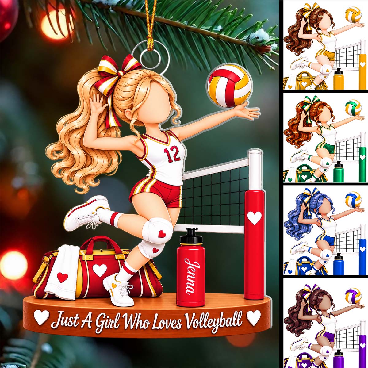 Personalized Volleyball Girl Ornament, Custom Name Ornament, Gift For Volleyball Player