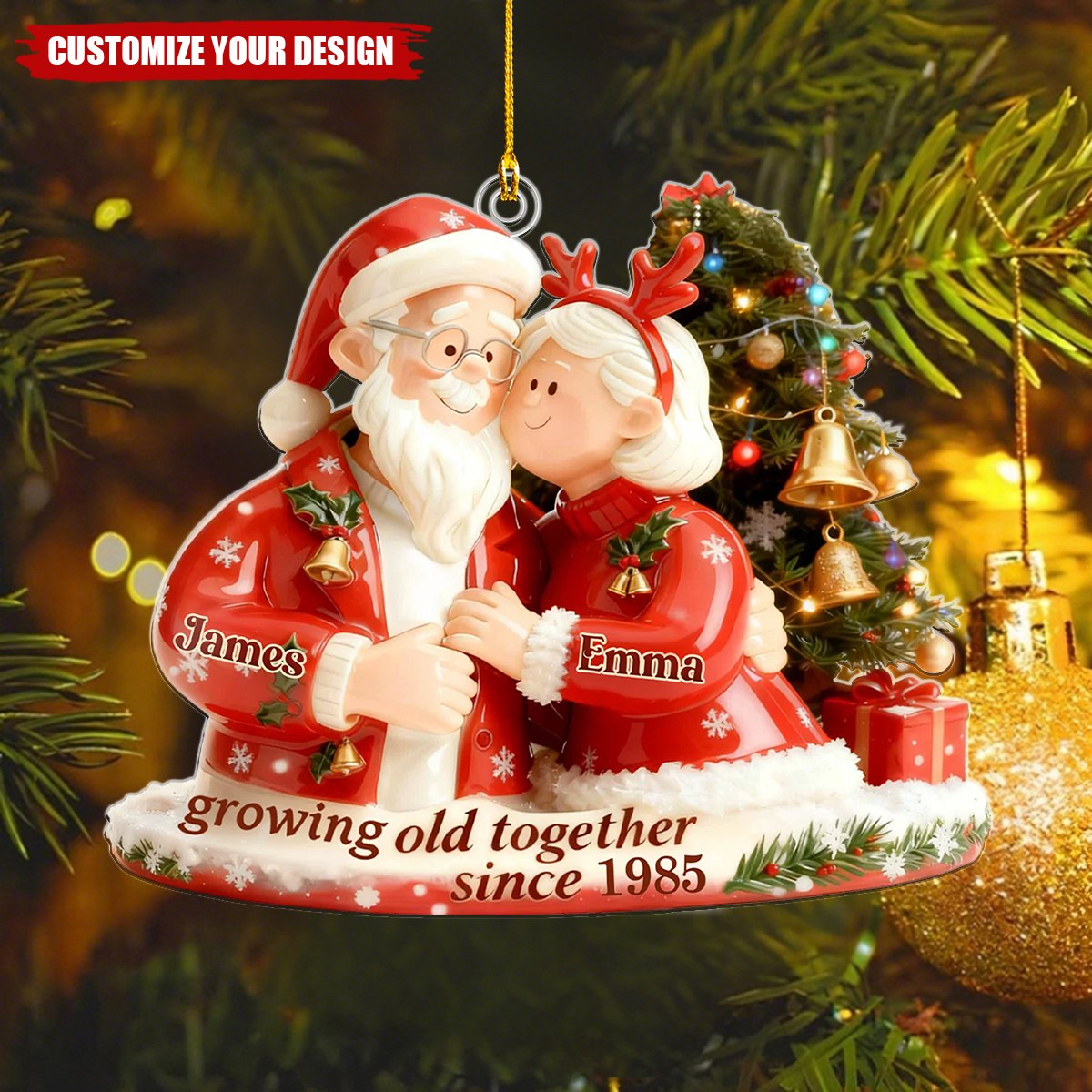 Personalized Christmas Couple Growing Old Together Ornament