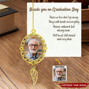 Custom Memorial Graduation Gifts for Her Graduation Tassel Photo Charm with Angel Wing