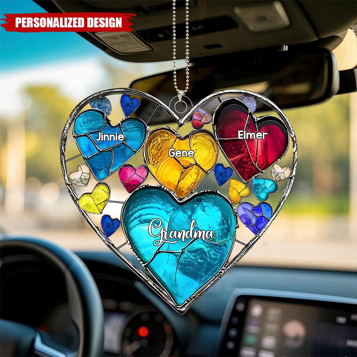 Grandma's Sweethearts - Personalized Acrylic Car Hanger, Gifts For Family