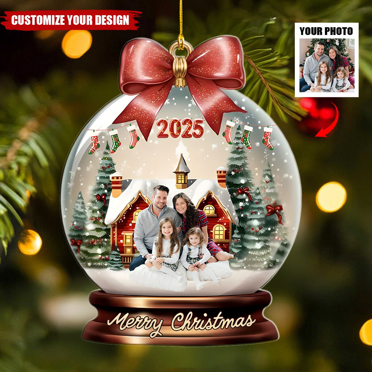 Merry Christmas My Family 2025- Personalized Acrylic Ornament