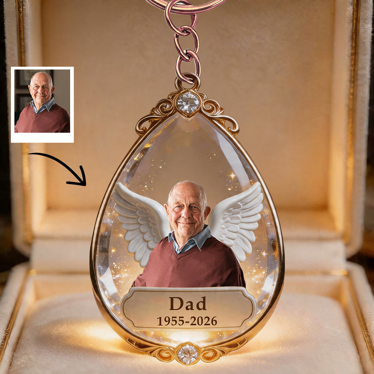 Sympathy Tear-Drop Gift - Personalized Memorial Shaped Keychain